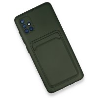 Newface Samsung Galaxy A51 Kılıf Kelvin Kartvizitli Silikon - Koyu Yeşil