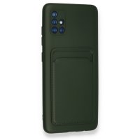 Newface Samsung Galaxy A51 Kılıf Kelvin Kartvizitli Silikon - Koyu Yeşil