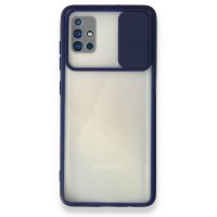 Newface Samsung Galaxy A51 Kılıf Palm Buzlu Kamera Sürgülü Silikon - Lacivert