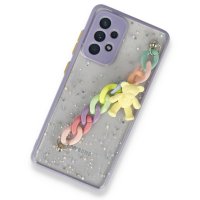 Newface Samsung Galaxy A52 Kılıf Ayıcıklı Silikon - Lila