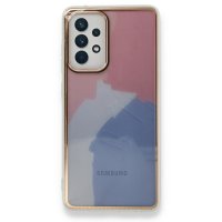 Newface Samsung Galaxy A52 Kılıf Çiçekli Silikon - Pembe-Mavi