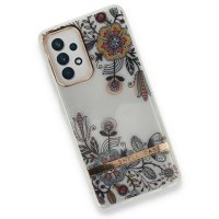 Newface Samsung Galaxy A52 Kılıf Çiçekli Silikon - Siyah