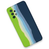 Newface Samsung Galaxy A52 Kılıf Ebruli Lansman Silikon - Yeşil-Koyu Yeşil