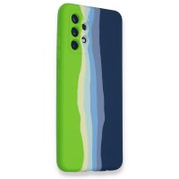 Newface Samsung Galaxy A52 Kılıf Ebruli Lansman Silikon - Yeşil-Koyu Yeşil