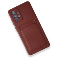 Newface Samsung Galaxy A52 Kılıf Kelvin Kartvizitli Silikon - Bordo