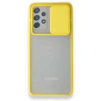Newface Samsung Galaxy A52S Kılıf Palm Buzlu Kamera Sürgülü Silikon - Sarı
