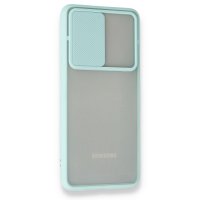 Newface Samsung Galaxy A52 Kılıf Palm Buzlu Kamera Sürgülü Silikon - Turkuaz