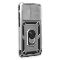 Newface Samsung Galaxy A52S Kılıf Pars Lens Yüzüklü Silikon - Gümüş