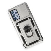 Newface Samsung Galaxy A52S Kılıf Pars Lens Yüzüklü Silikon - Gümüş