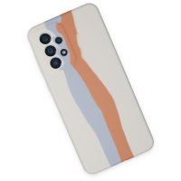 Newface Samsung Galaxy A53 5G Kılıf Ebruli Lansman Silikon - Beyaz-Turuncu