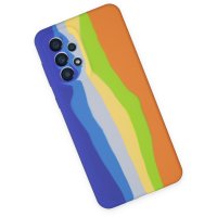 Newface Samsung Galaxy A53 5G Kılıf Ebruli Lansman Silikon - Mavi-Turuncu