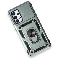 Newface Samsung Galaxy A53 5G Kılıf Pars Lens Yüzüklü Silikon - Yeşil