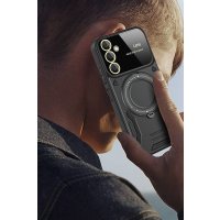 Newface Samsung Galaxy A54 5G Kılıf Joy Lens Standlı Kapak - Koyu Yeşil