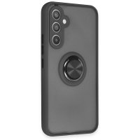 Newface Samsung Galaxy A54 5G Kılıf Montreal Yüzüklü Silikon Kapak - Siyah