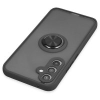 Newface Samsung Galaxy A54 5G Kılıf Montreal Yüzüklü Silikon Kapak - Siyah