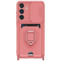 Newface Samsung Galaxy A55 5G Kılıf Zuma Kartvizitli Yüzüklü Silikon - Pembe