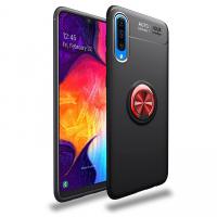 Newface Samsung Galaxy A70 Kılıf Range Yüzüklü Silikon - Siyah-Kırmızı