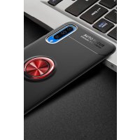Newface Samsung Galaxy A70 Kılıf Range Yüzüklü Silikon - Siyah-Kırmızı