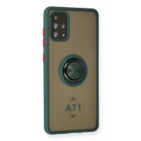 Newface Samsung Galaxy A71 Kılıf Montreal Yüzüklü Silikon Kapak - Yeşil