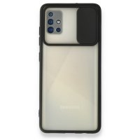 Newface Samsung Galaxy A71 Kılıf Palm Buzlu Kamera Sürgülü Silikon - Siyah