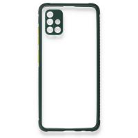 Newface Samsung Galaxy A71 Kılıf Miami Şeffaf Silikon - Koyu Yeşil