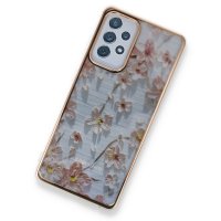 Newface Samsung Galaxy A72 Kılıf Çiçekli Silikon - Gri