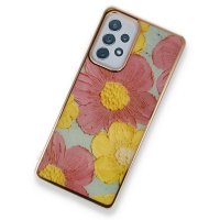Newface Samsung Galaxy A72 Kılıf Çiçekli Silikon - Pembe
