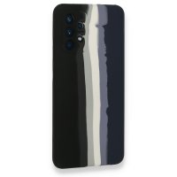 Newface Samsung Galaxy A72 Kılıf Ebruli Lansman Silikon - Siyah-Lacivert