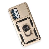 Newface Samsung Galaxy A72 Kılıf Pars Lens Yüzüklü Silikon - Gold