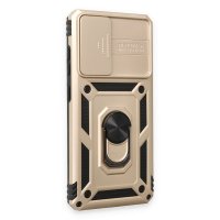 Newface Samsung Galaxy A72 Kılıf Pars Lens Yüzüklü Silikon - Gold