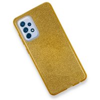 Newface Samsung Galaxy A72 Kılıf Simli Katmanlı Silikon - Gold