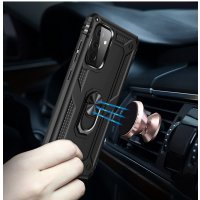 Newface Samsung Galaxy A72 Kılıf Sofya Yüzüklü Silikon Kapak - Siyah