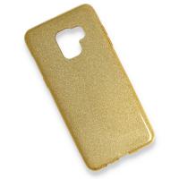 Newface Samsung Galaxy A8 Plus 2018 Kılıf Simli Katmanlı Silikon - Gold