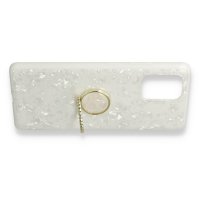 Newface Samsung Galaxy A91 / S10 Lite Kılıf Marble Yüzüklü Silikon - Beyaz