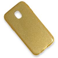 Newface Samsung Galaxy J3 Pro / J330 Kılıf Simli Katmanlı Silikon - Gold