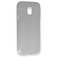 Newface Samsung Galaxy J3 Pro / J330 Kılıf Simli Katmanlı Silikon - Gümüş