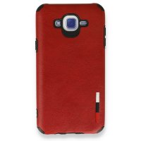 Newface Samsung Galaxy J7 Kılıf Loop Deri Silikon - Kırmızı