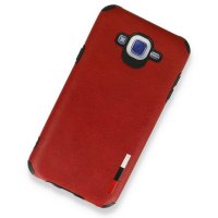 Newface Samsung Galaxy J7 Kılıf Loop Deri Silikon - Kırmızı