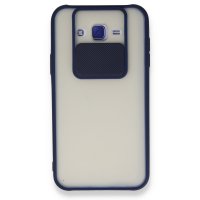 Newface Samsung Galaxy J7 Kılıf Palm Buzlu Kamera Sürgülü Silikon - Lacivert