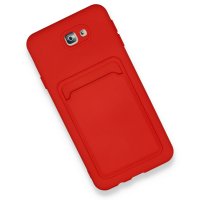 Newface Samsung Galaxy J7 Prime Kılıf Kelvin Kartvizitli Silikon - Kırmızı