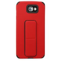 Newface Samsung Galaxy J7 Prime Kılıf Mega Standlı Silikon - Kırmızı