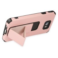 Newface Samsung Galaxy J7 Prime Kılıf Mega Standlı Silikon - Pudra