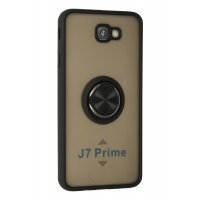 Newface Samsung Galaxy J7 Prime Kılıf Montreal Yüzüklü Silikon Kapak - Siyah