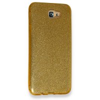 Newface Samsung Galaxy J7 Prime Kılıf Simli Katmanlı Silikon - Gold