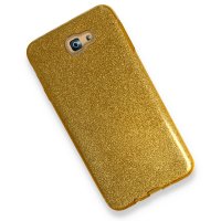 Newface Samsung Galaxy J7 Prime Kılıf Simli Katmanlı Silikon - Gold
