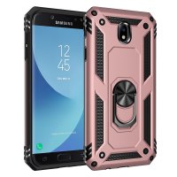 Newface Samsung Galaxy J7 Pro / J730 Kılıf Sofya Yüzüklü Silikon Kapak - Rose