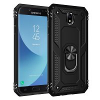 Newface Samsung Galaxy J7 Pro / J730 Kılıf Sofya Yüzüklü Silikon Kapak - Siyah