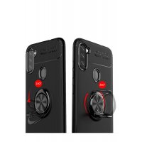 Newface Samsung Galaxy M11 Kılıf Range Yüzüklü Silikon - Siyah-Gold