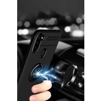 Newface Samsung Galaxy M11 Kılıf Range Yüzüklü Silikon - Siyah-Gold