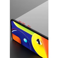 Newface Samsung Galaxy M11 Kılıf Range Yüzüklü Silikon - Siyah-Kırmızı